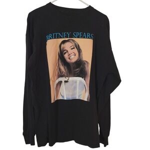 Britney Spears Long Sleeve T Shirt Black Photo Graphic 1XL Y2K Pop Star Music